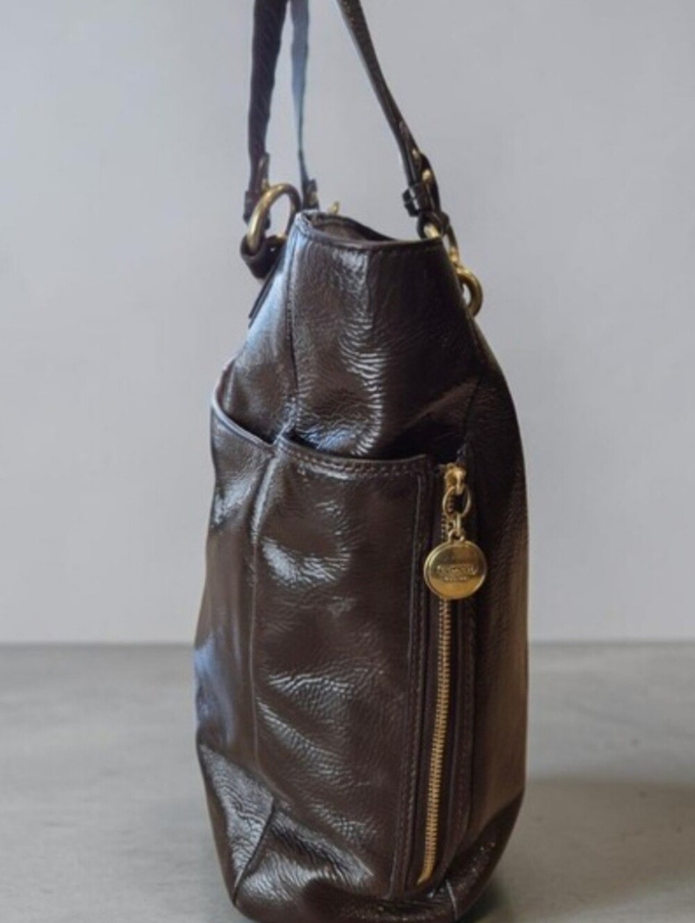 Coach Mahogony Brown Patent Leather Tote Bag - Stunning - Picture 13 of 16